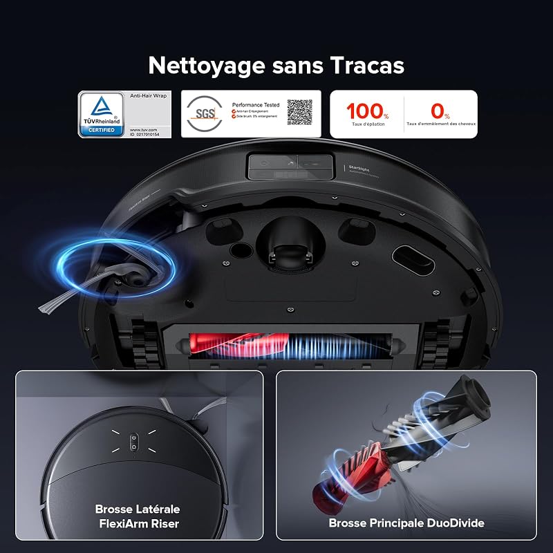 Saros 10R Robot Aspirateur, 22 000 Pa, Triple Anti-Enchevêtrement