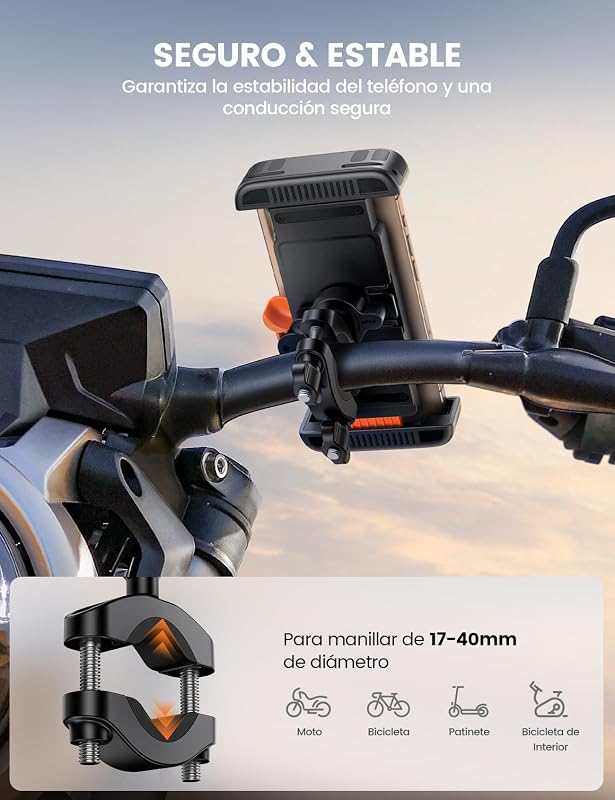 Universal Soporte Móvil Bicicleta Manillar, Soporte Móvil Moto — foto 3 de 7