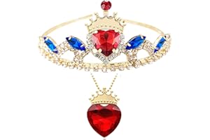 7QUEEN Descendants Necklace Evie Queen of Heart Princess Costume Fan Jewerly Red Heart Pendant Halloween Accessories Birthday Valentine's for Kids Girls Mom Her(Red Rubies)