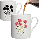 Lovift Novelty Coffee Mug Birthday Gift for Mom, Unique Heat Color Changing Carnation Tea Cup for Best Mother, Funny Mother's Day Christmas Gifts for Mama Women from Daughter and Son. 12 oz.