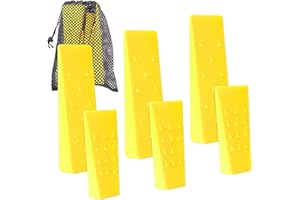 6 Pack Tree Felling Wedges with Spikes for Safe Tree Cutting – 3 Each of 8” and 5.5” Wedges with Storage Bag; 6 Felling Dogs 