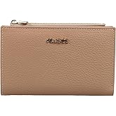 grande 2804 Genuine Leather Medium Bifold Wallet For Women Minimalist Wallet Ladies Zippered Mini Purse Small Card Holder (Cookie)