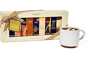 Thoughtfully Gourmet Hot Chocolate Gift Set, Flavors Include Salted Caramel, Peppermint, French Vanilla and More, Packaged in Gift Box with Bow, Set of 9