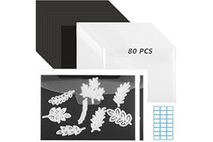 GCFOIR 80 Pcs 5 x 7 Inch Magnetic Sheets for Dies Storage 0.6 mm Thickness Non-Adhesive Magnetic Sheets with Die Storage Bags, Die Cut Storage Essential Set (40 Pcs Sheets+40 Pcs Pockets+Label Stickers)
