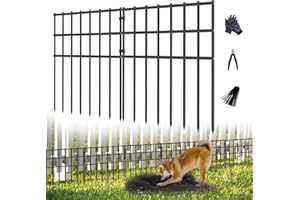 AVELOTUUG 25 Pack Garden Animal Barrier Fence, 17in (H) X 27ft (L) No Dig Fence, Rustproof Metal Garden Fencing Bordere, Decorative Fencing Panel for Dog Rabbits Ground Stakes Defense and Outdoor Patio