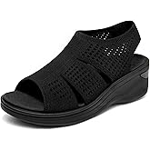KOIMED Women's Comfortable Platform Walking Sandals With Memory Foam Open Toe Lightweight Breathable Soft Mesh Washable For Summer Travel Casual Beach Outdoor Sport