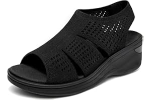 KOIMED Women's Comfortable Platform Walking Sandals With Memory Foam Open Toe Lightweight Breathable Soft Mesh Washable For Summer Travel Casual Beach Outdoor Sport