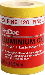 ProDec 5m Roll 120 Grit Fine Aluminium Oxide Sanding Paper 115mm Wide