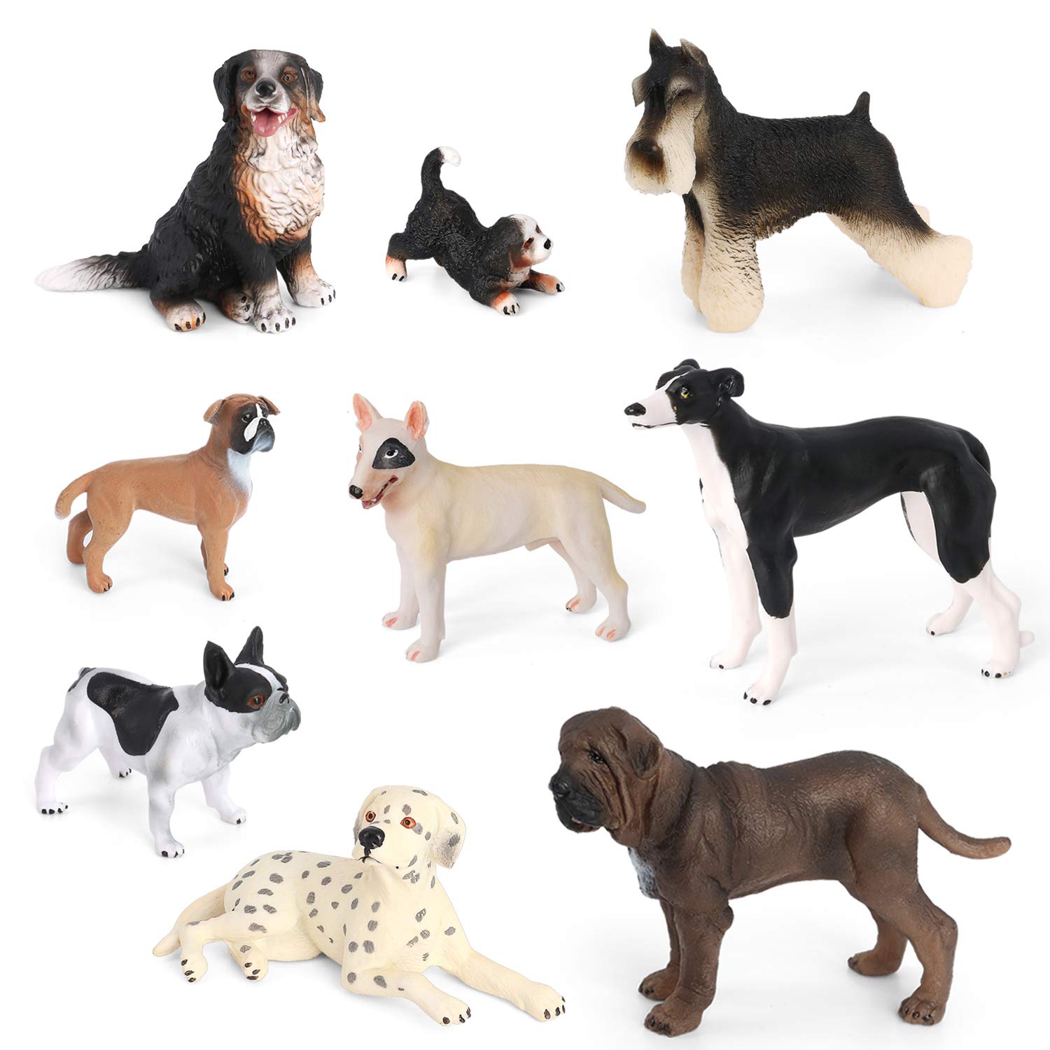 Volnau Dog Figurines Animal Toys 9PCS Mini Puppy Figures for Kids Toddlers Decorations Preschool Educational Cake Topper Set