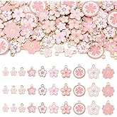 FASHEWELRY Enamel Flower Charms Spring Floral Charms for Bracelet Necklace Earrings Keychain DIY Crafts Jewelry Making Supplies