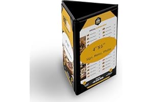 AHNIDG Menu Covers - Set of 10 Double-Sided Table Tent Cards for Restaurant, Dinner Party, and Bar Menus - Includes Bill Holder and Reserved Seating Signs - Easy to Clean and Foldable (10, 4"x6"Trifold)