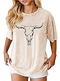 Boho Cow Skull Shirt Women Cowgirl t Shirt Vintage