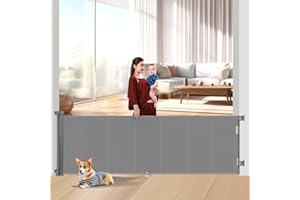 MIUMOON Upgrade 120 inch Retractable Baby Gates Extra Wide with Reinforced Strip Design to Prevent Crawling Through, 10 Foot Retractable Dog Gate, 34" Tall, Retractable Gate for Indoor/Outdoor