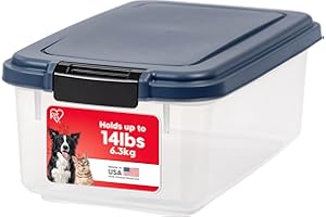 IRIS OHYAMA IRIS USA Airtight Dog Food Storage Container, Up to 14 lbs, Dog Cat Bird and Other Pet Food Treats Storage Bin, Dog Cat Wet Food Cans, Keep Fresh, BPA Free, Stackable, Navy