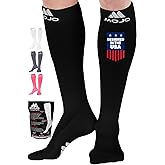 Mojo - Compression Socks for Women and Men 20-30mmHg Knee High - Compression Support Stockings for Travel Circulation, Nursing, Bariatric Recovery - Black, Small - M809