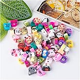 200 PCS Colorful Animal Mixed Polymer Clay Soft DIY Beads for Jewelry Making - 10mm