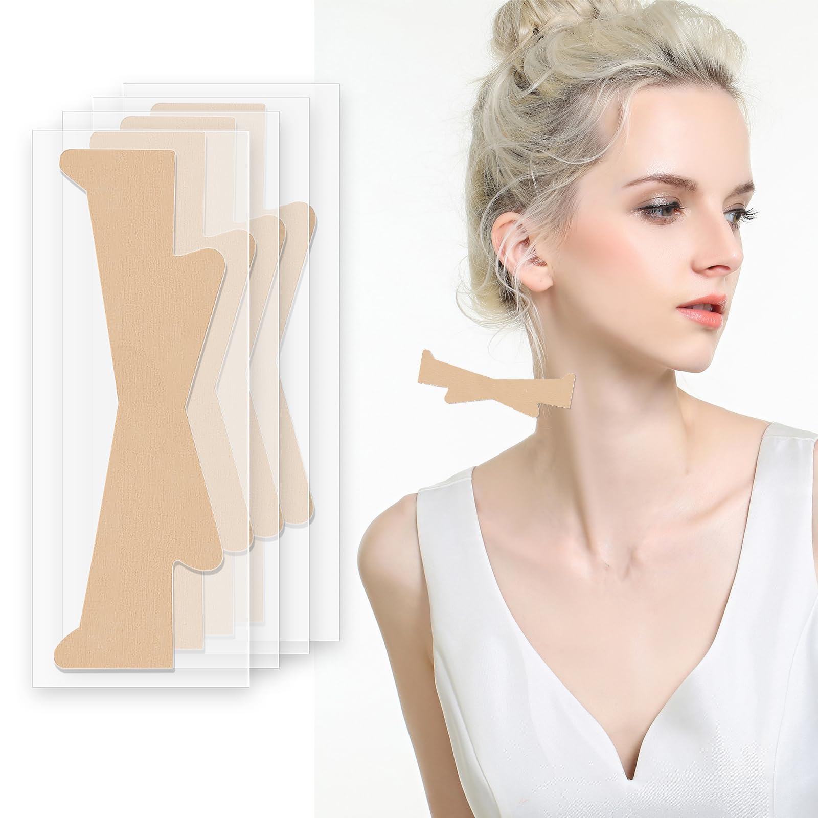Photo 1 of ziyue 30 Pcs Neck Lifting Tape Invisible Neck Lift Behind Necks Tapes and Bands Tightening Strip for Lifting Sagging Skin & Jaw Lift (Beige, 30 Pcs)