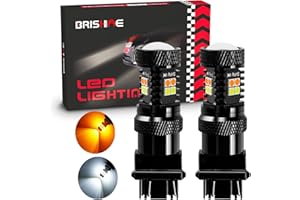BRISHINE 3157 Switchback LED Bulbs Extremely Bright 3030 Chipsets Xenon White/Amber Yellow 3155 3057 3457 4057 4157 LED Light Bulbs with Projector for Turn Signal Lights(Pack of 2)