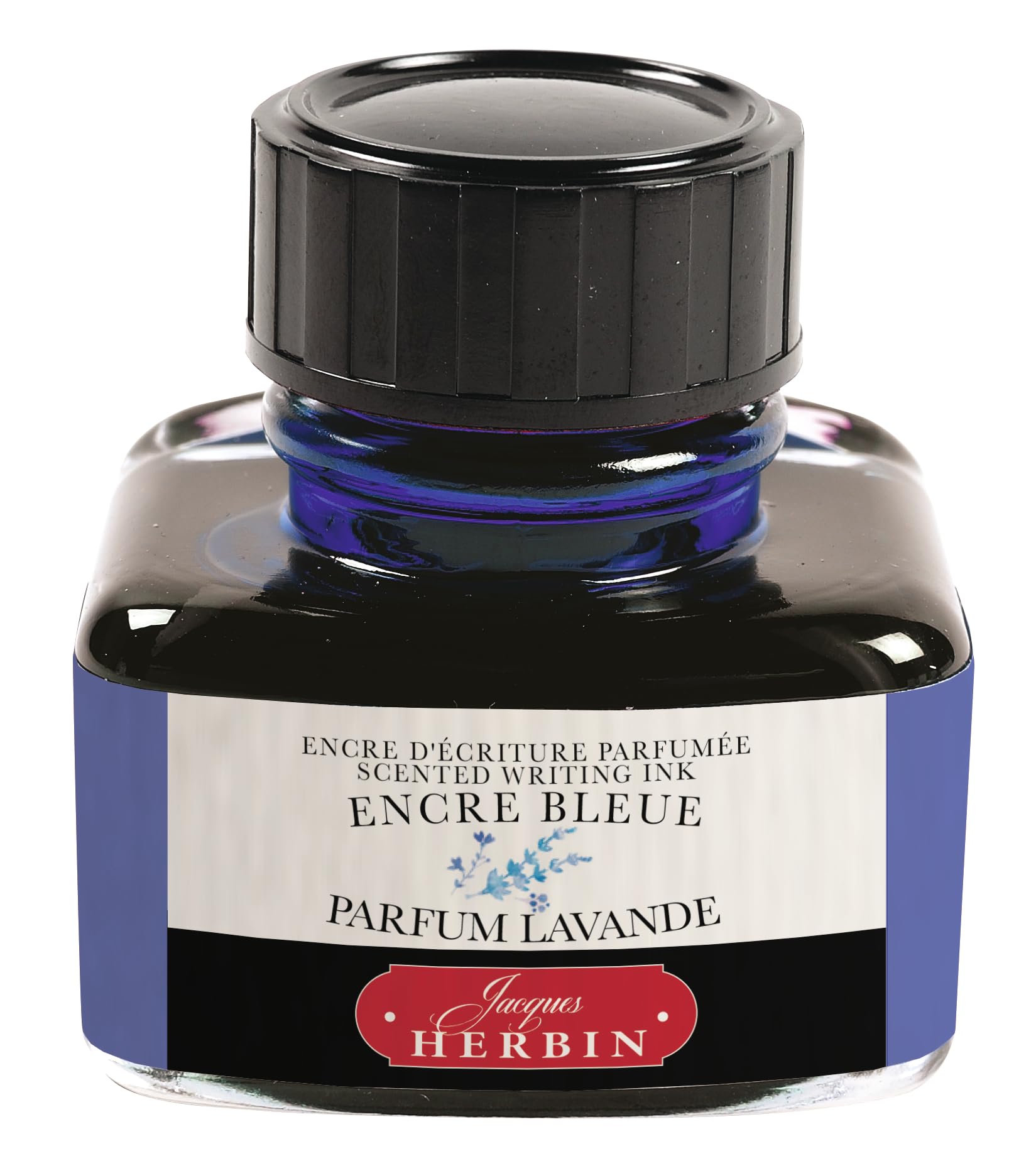Jacques Herbin 13710T - ''Les subtiles'' scented ink bottle for fountain pens and rollerball pens 30 ml, Blue ink and Lavender fragrance. Made in France