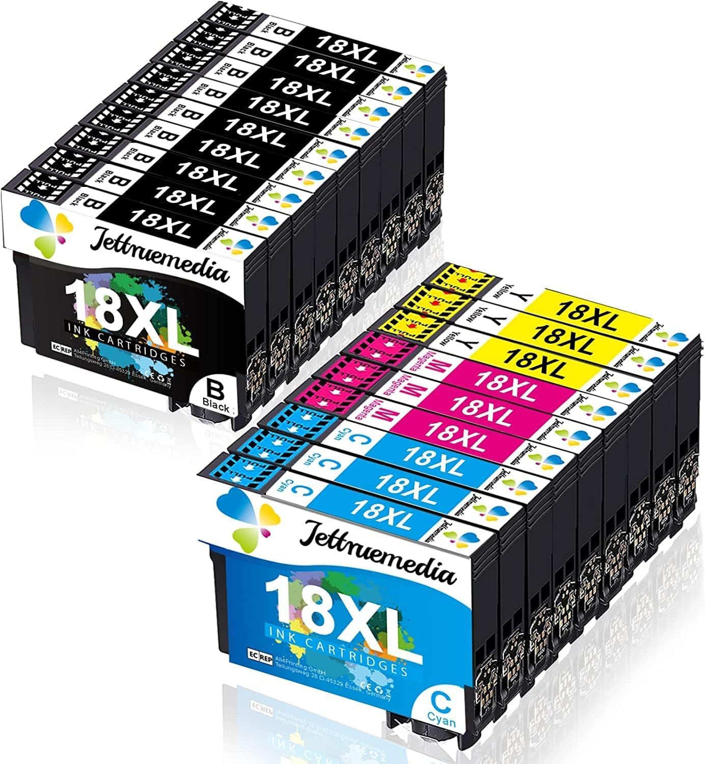 18XL Ink Cartridges for Epson 18 Ink Cartridge Compatible with Epson Expression Home XP-205 XP-215 XP-225 XP-305 XP-312 XP-315 XP-322 XP-325 XP-405 XP-412 XP-415 XP-422 XP-425(9BK/3C/3M/3Y,18pack)