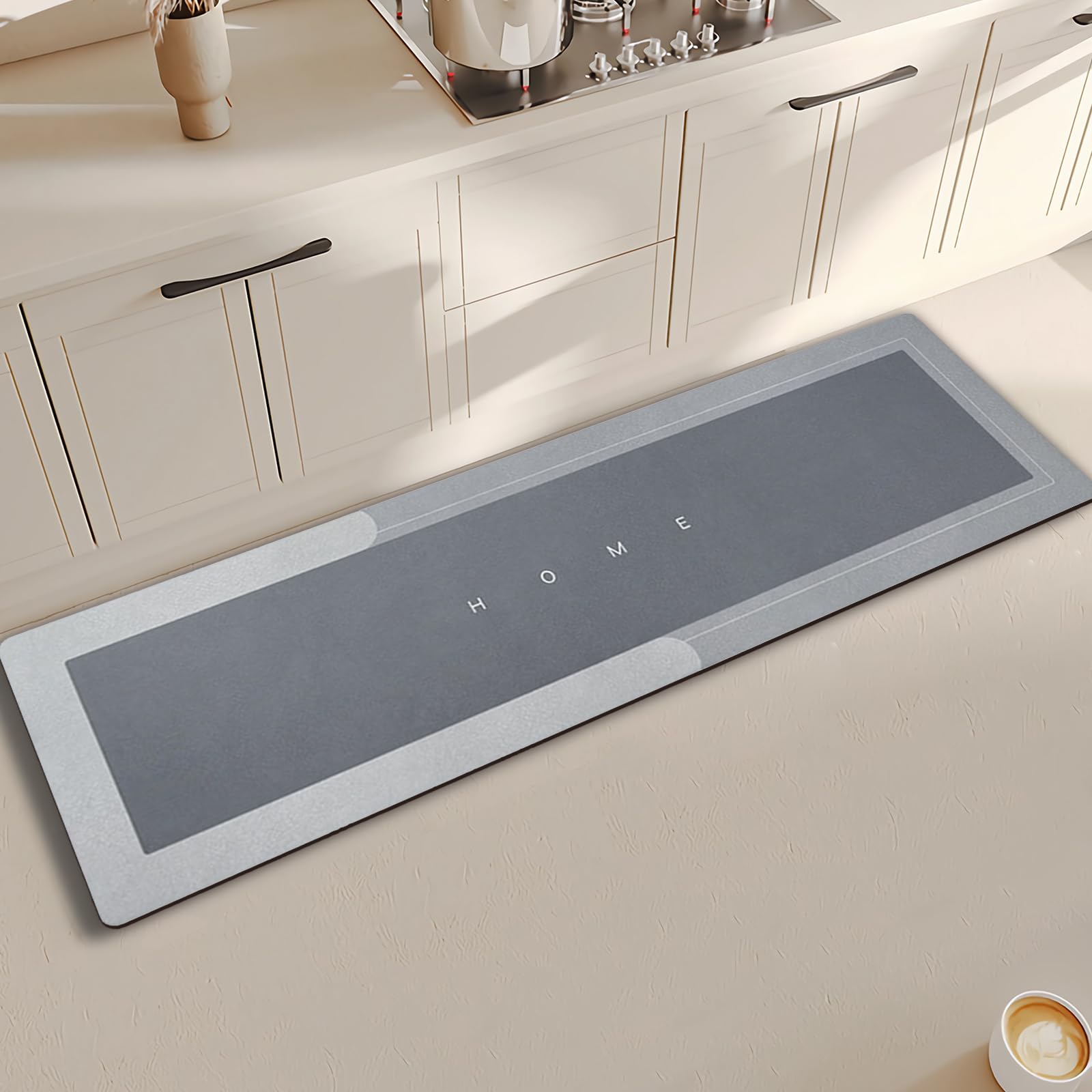 Topzywlc Kitchen Mat Non Slip Anti Mould 45 * 150 cm, Quick Dry Magic Kitchen Floor Mat, For Bathroom, Bedroom, Kitchen, Toilet, Door, Washing Table (Rectangular Light Gray, 45 * 150 cm)