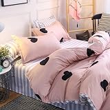 Loussiesd Pink Duvet Cover Single Love Heart Bedding 135x200 Soft Microfiber view 3