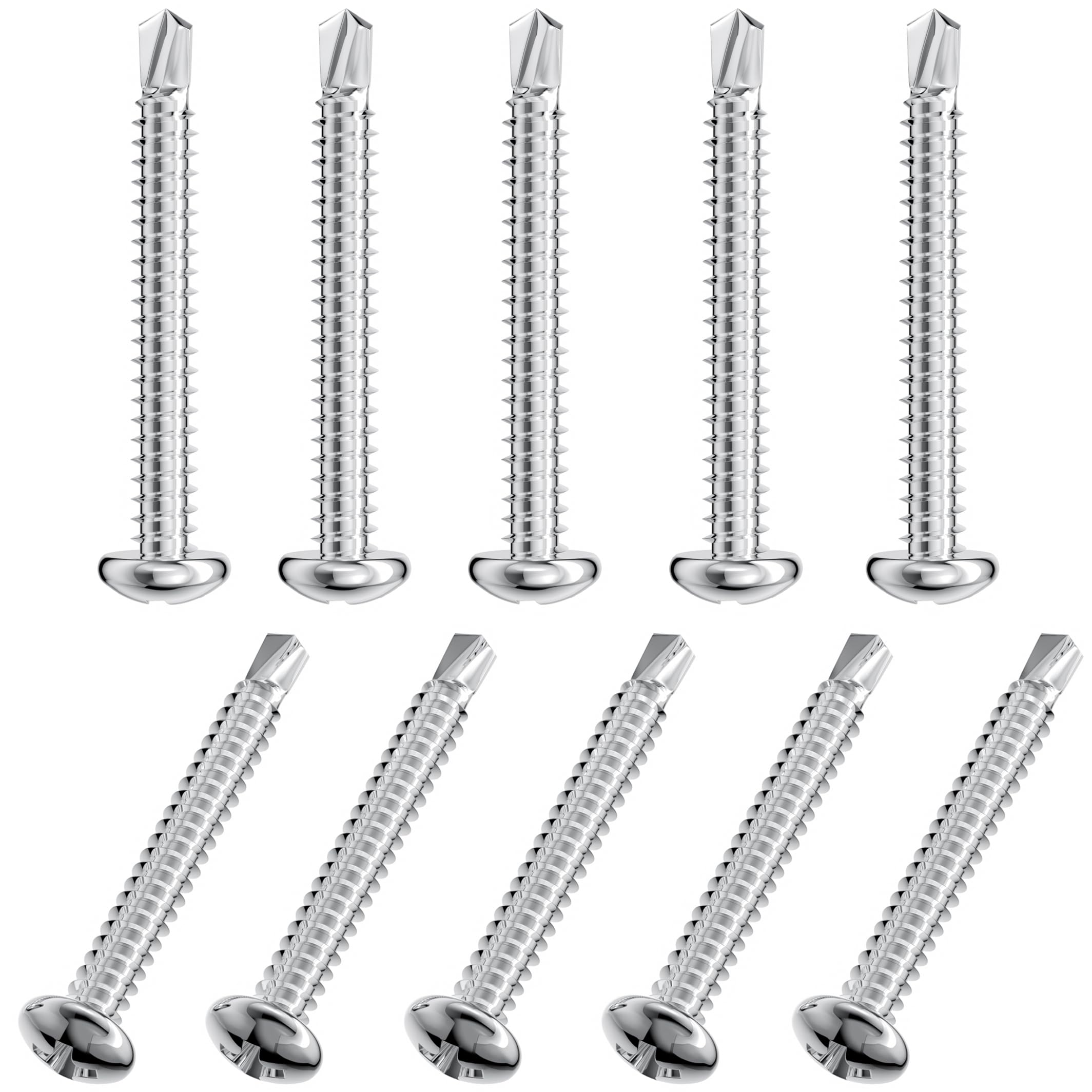 50 PCS Stainless Steel Round Head Drilling Self Tapping Screws for Metal (M4.8 * 38mm)