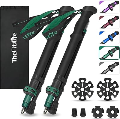 TheFitLife Collapsible Trekking Poles Lightweight Folding Poles 100-135cm