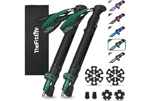 TheFitLife Collapsible Trekking Poles for Hiking – Lightweight Foldable Walking Sticks with Extra-Long Foam Handle and Metal 