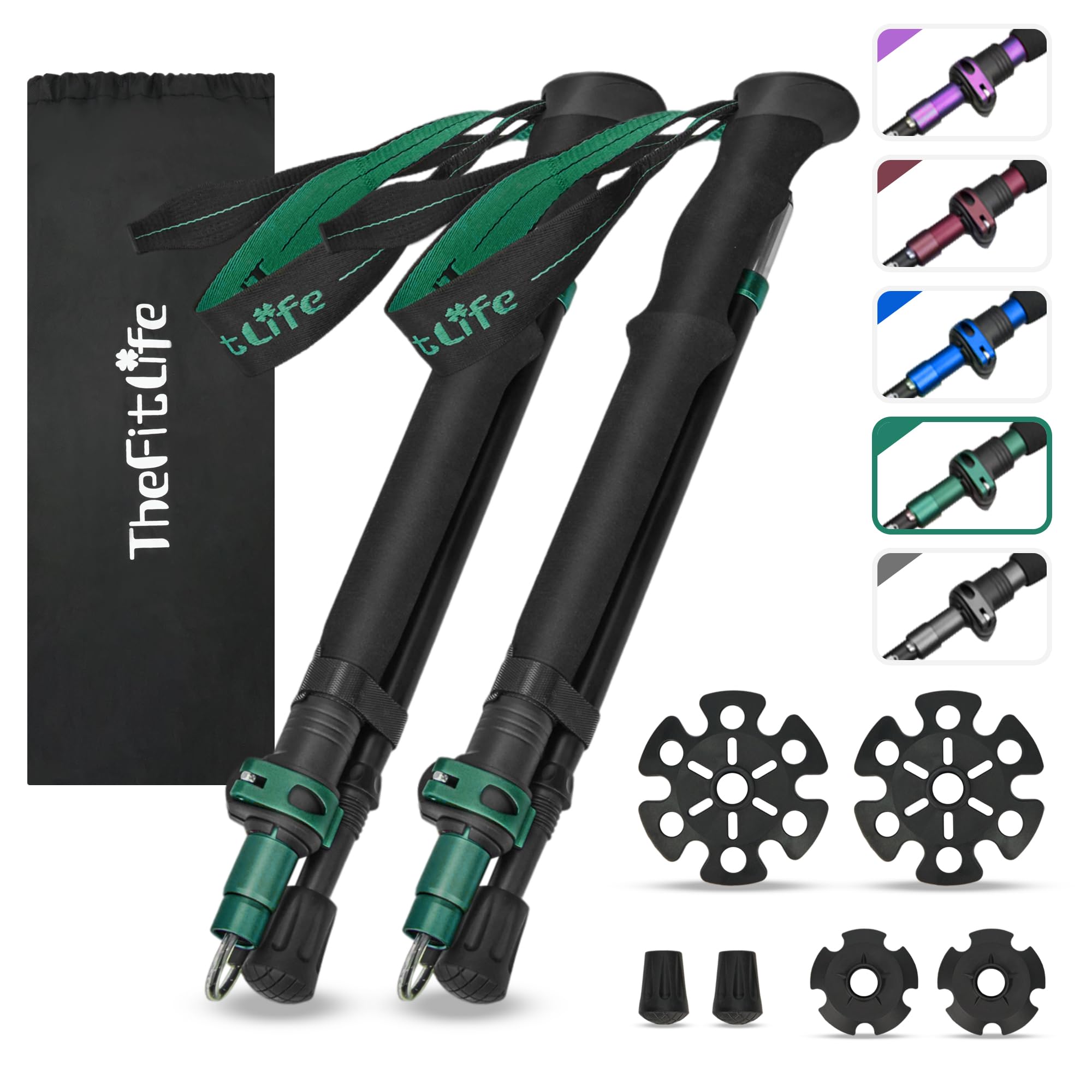 Photo 1 of ***HEAVILY USED*** TheFitLife Collapsible Trekking Poles for Hiking – Lightweight Folding Walking Sticks for Men and Women with Extra-Long Foam Handle and Metal Flip Lock