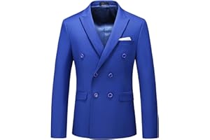 UNINUKOO Mens Suit Jacket Double Breasted Blazer Men Slim Fit Casual Prom Wedding Daily Tux Suit Coats Blazer
