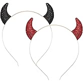 FAERLIIRY Halloween Headband Glitter Devil Horn Headband Devi Demon Cosplay Hair Hoop Accessories For Themed Party