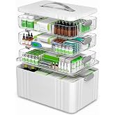 ARSTPEOE 4-Tier Medicine Organizer - Portable Medicine Cabinet with Handle | Multipurpose Medical Box, Pill Organizer, Empty First Aid Kit for Home