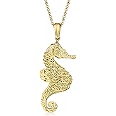Ross-Simons Italian 18kt Gold Over Sterling Seahorse Pendant Necklace. 18 inches