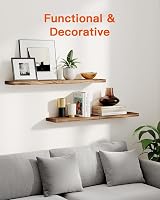 Pipishell 40cm Paulownia Wood Floating Shelves Set of 4 Brown view 3
