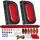 EXERAUO 6" Oval LED Trailer Lights Kit with Mounting Bracket | Submersible Stop Brake Tail Light, Light Bar and Wiring Harness for Boat Truck RV Trailer