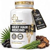 Gray Hair Rescind with Catalase, Anti Gray Hair Supplement for Men &amp; Women | Saw Palmetto, Biotin, Fo-Ti, PABA, Restores Color, Hair Growth, Skin &amp; Nails, 120 Capsules, 2 Month Supply, Made in USA