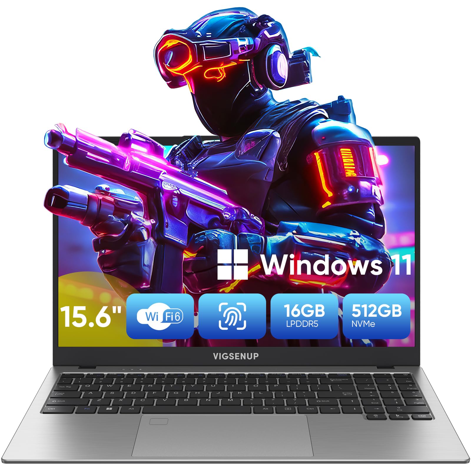 VIGSENUP Laptop, 15.6 Inch Laptop Computer, 16GB