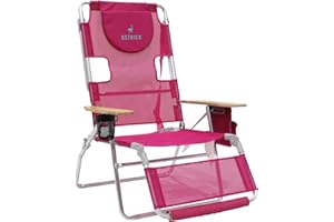 Ostrich Altitude 3N1 Lightweight Lawn Beach Reclining Lounge Chair w/Footrest, Outdoor Furniture for Patio, Balcony, Backyard, or Porch, Blue Stripe