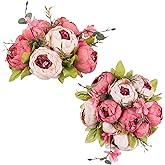 NUPTIO Flower Balls Flowers for Centerpieces: 2 Pcs 9.4 inch Diam Dark Pink Artificial Peony Fake Flower Ball Arrangement Bouquet Wedding Centerpieces for Tables Wedding Centerpiece Decorations