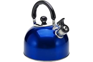 YBM HOME Stainless Steel Stovetop Whistling Tea Kettle 3 Liter (3-Quart) Classic Teapot with Ergonomic Handle, Works on Induction Cooktops-Blue 2409