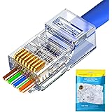 RJ45 Cat6 Cat5 Connector Ends Gold Plated 8P8C Ethernet Pass Through Plug(100Pack)