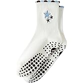 Yawlsow Pilates Grip Socks for Women Yoga Grippy Socks Cute Barre Non Skid Athletic Crew Sticky Sock Workout Hospital