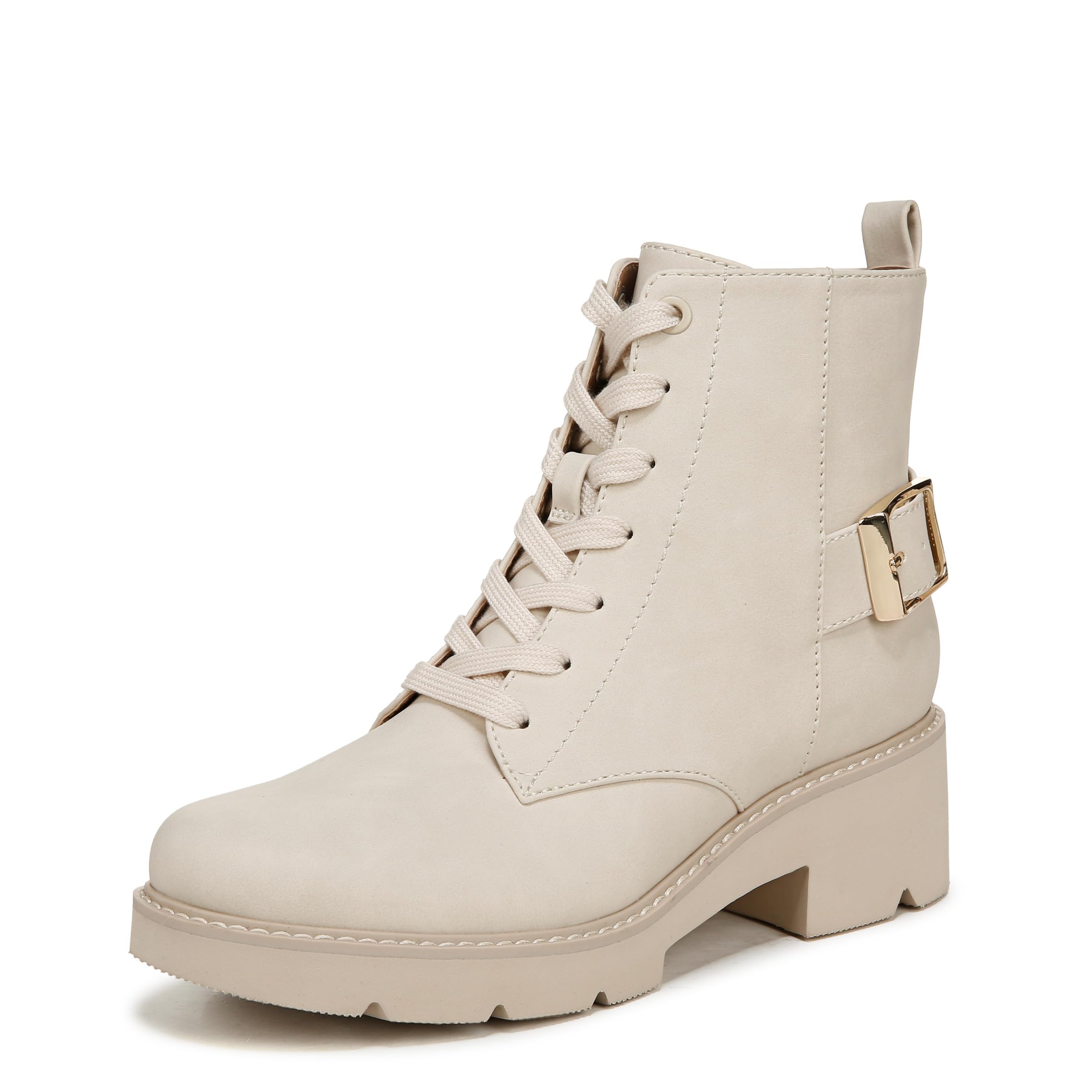 Naturalizer Womens Cabaret Bootie Lace Up Combat Boot Porcelain White 6.5 M