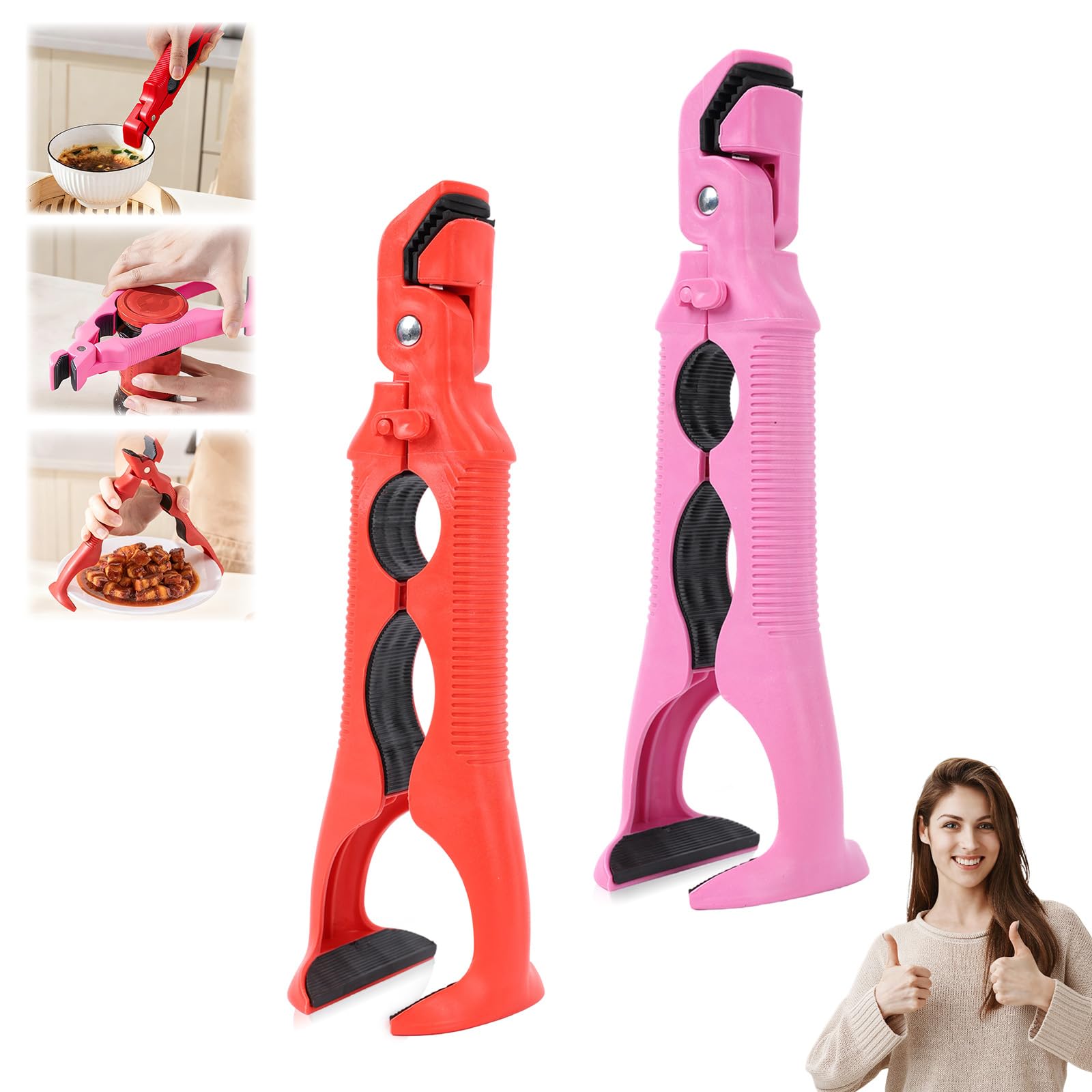 Photo 1 of 3-in-1 Hot Plate Gripper, Multi-Angle Anti-Scald Bowl Holder Clip & Hot Plate Grabber Tool with Lock, Multi-Purpose Tongs for Kitchen