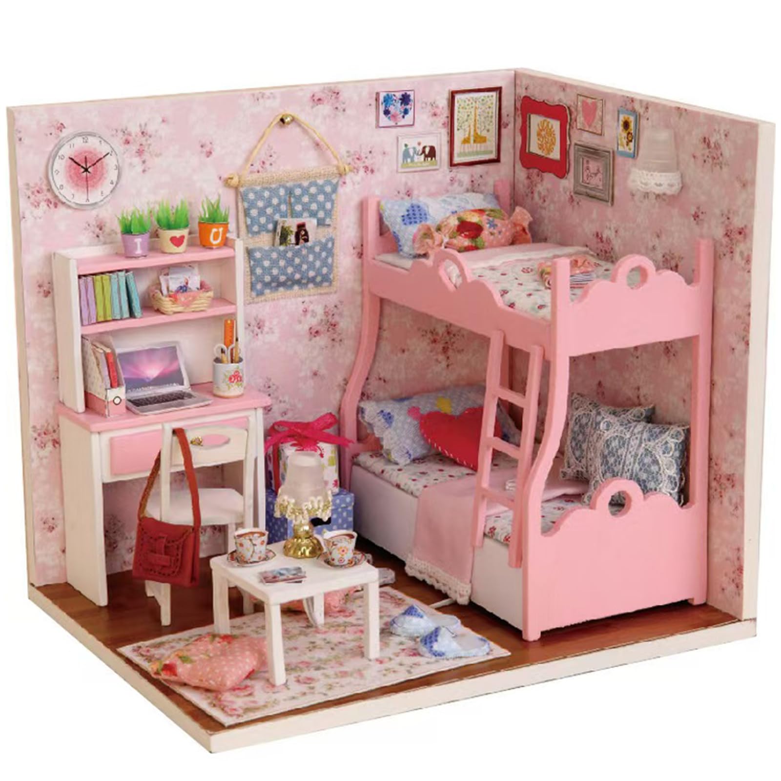 Itian DIY Wooden Cabins Miniature Dollhouse, Building with LED, Unique Gift for Children and Teens