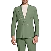 Autrl Men's Suits Knit Suit Jacket Pant 2 Piece Slim Fit Suit Double Breasted Casual Suits One Button Wedding Prom Tuxedos