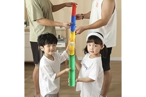 Fanboxk Team Building Activities Pipeline Kit Group Games, Outdoor Party Group Games for Kids & Adults, Cooperative Team Race for Birthday Parties - Set of 12-10 Colorful Half-Pipes and 2 Golf Balls.