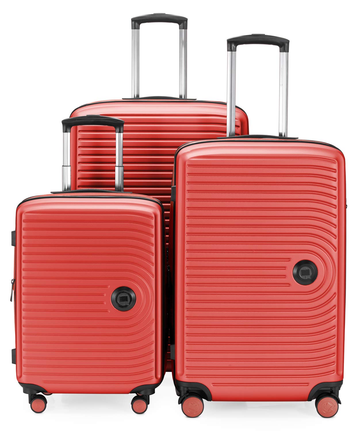 Hauptstadtkoffer Mitte - Set of 3 Suitcases - Hand Luggage Suitcase 55 cm, Medium Suitcase 68 cm + Large Travel Suitcase 77 cm, Hard Shell ABS, TSA, Coral