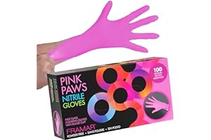 FRAMAR Pink Gloves Disposable Latex Free – Pink Nitrile Gloves Medium, Latex Free Glove Medium, Guantes De Nitrilo, For Hair Dye, Salon, Cleaning, Tattoo, Food Prep, Powder Free – 100 Pack